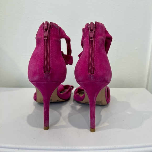 Fuschia Suede Enzo Angiolini Strappy Heels - Picture 4 of 7